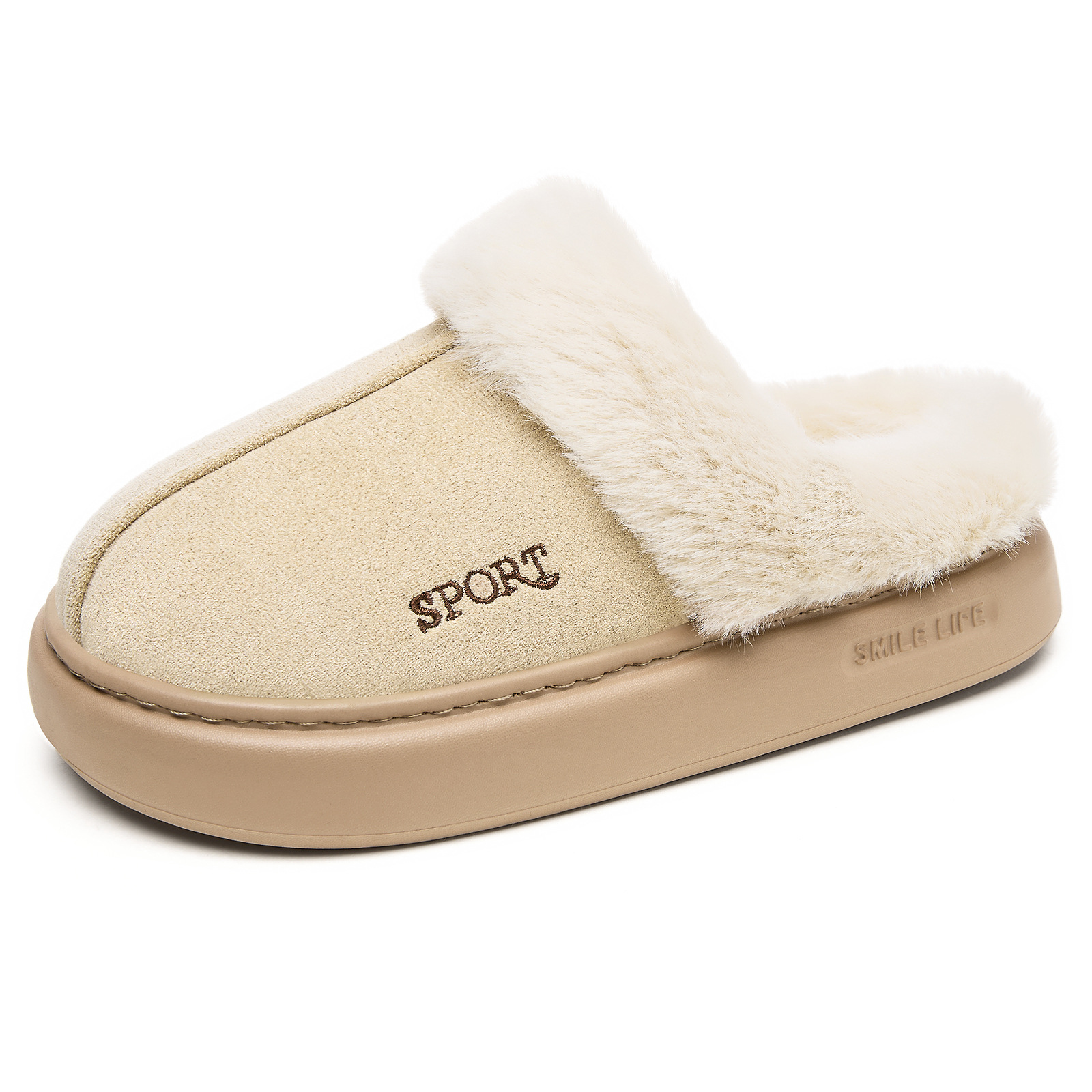 Zapatos caseros de algodón transfronterizos de invierno calentados zapatillas de lana y zapatillas de lana con un pedazo y medio zapatillas de algodón cómodas