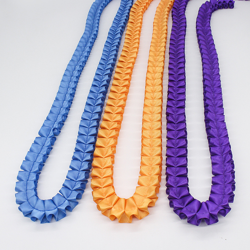 Fabricantes al por mayor de 2,5 cm de ancho doble poliéster plegado borde de lótus cinta DIY accesorios de ropa hecha a mano decoración cinta de encaje