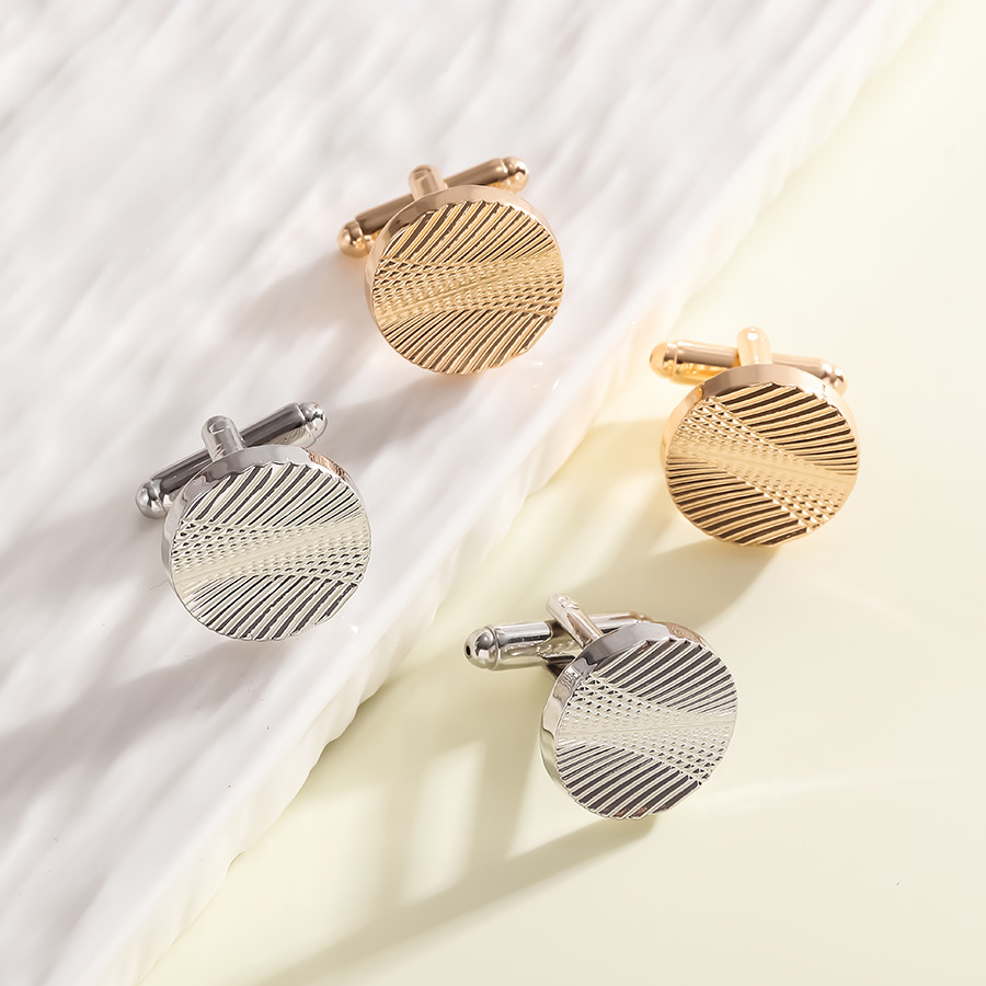 Exklusive neue runde gestreifte plaid manschettenknöpfe modische herren business manschettenknopf_voghion.com