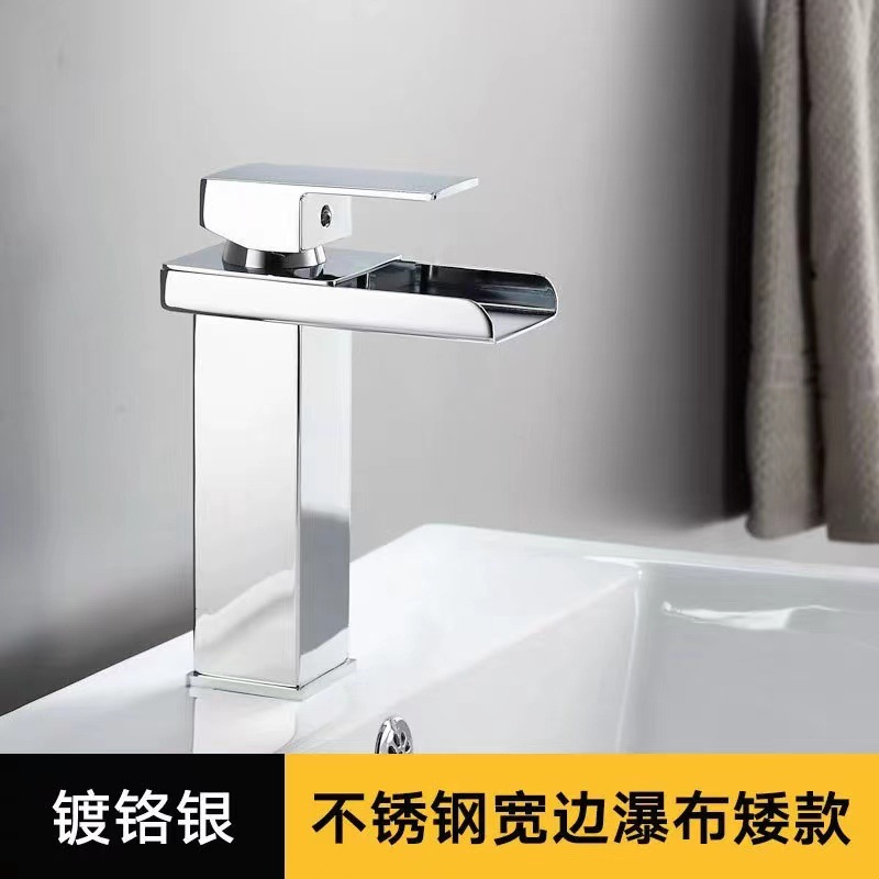 Fábrica directa de cobre baño cascada grifo lavabo grifo europeo boca ancha grifo caliente y frío