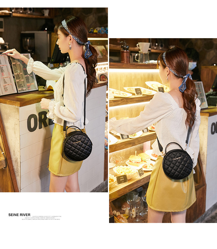 Trendy Mini Daire Çapraz Askılı Çanta - Kadınlar İçin Ayarlanabilir Askılı Vintage Esintili Kapitone Omuz Çantası_voghion.com