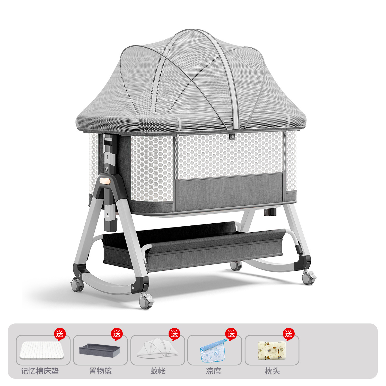 Cama de bebé móvil portátil cuna cama plegable multifuncional BB cama para recién nacidos empalme cama grande