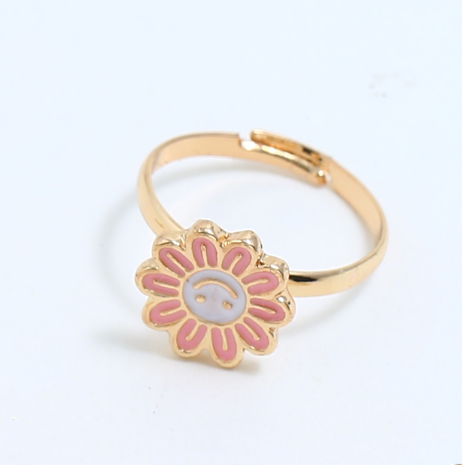 Simple Cartoon Ring Korean Fashion Temperament Trend Adjustable Smiling Face Flower Ring display picture 3