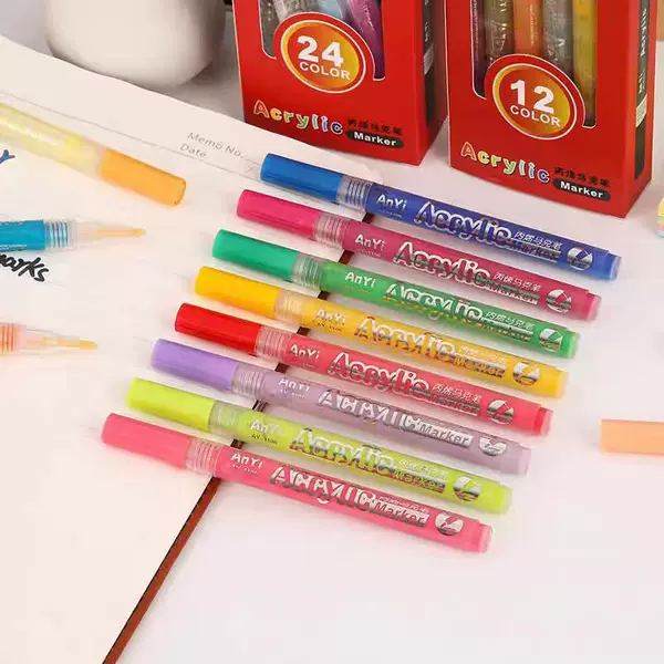 Acrylic Marker Pen Water-Based Pigment DIY Watercolorful Pen Painting Graffiti Colorful Art Highlight Pen Ink