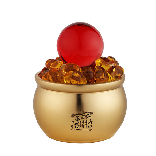 Brass vat gold ornaments living room home gathering wealth and luck bead rice vat opening gift cornucopia crafts decoration