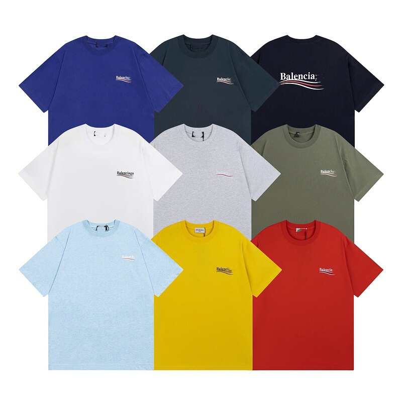 High Version Paris B Family 2025 Classic Printed Cola Wave Short-Sleeved Casual Loose Version Couple T-Shirt for Women High Version Paris B Family 2025 Classic Printed Cola Wave Short-Sleeved Casual Loose Version Couple T-Shirt for Women