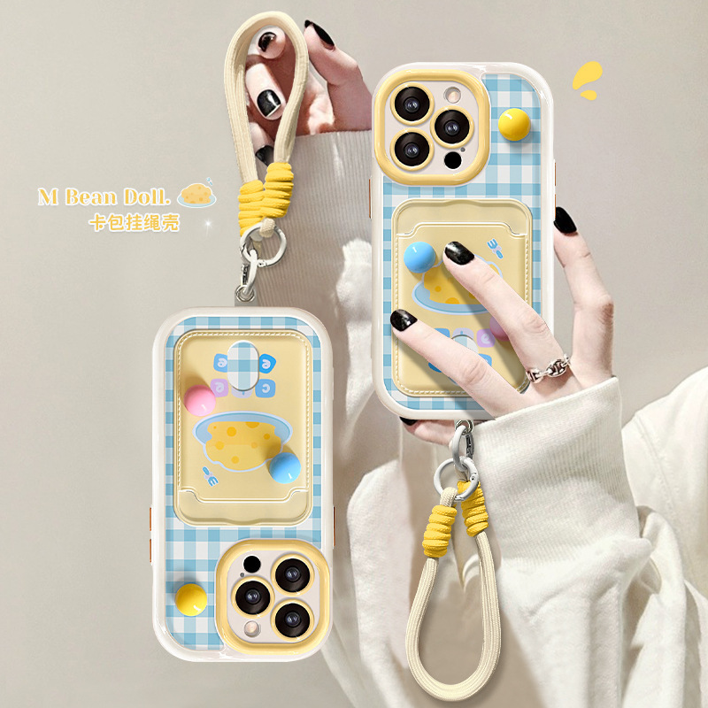 Suitable for Apple 15 Phone Case iPhone 16 Pro Max with 3D Polka Dot Plaid Card Holder and Lanyard, 17-Hole Anti-Drop Protection Suitable for Apple 15 Phone Case iPhone 16 Pro Max with 3D Polka Dot Plaid Card Holder and Lanyard, 17-Hole Anti-Drop Protection