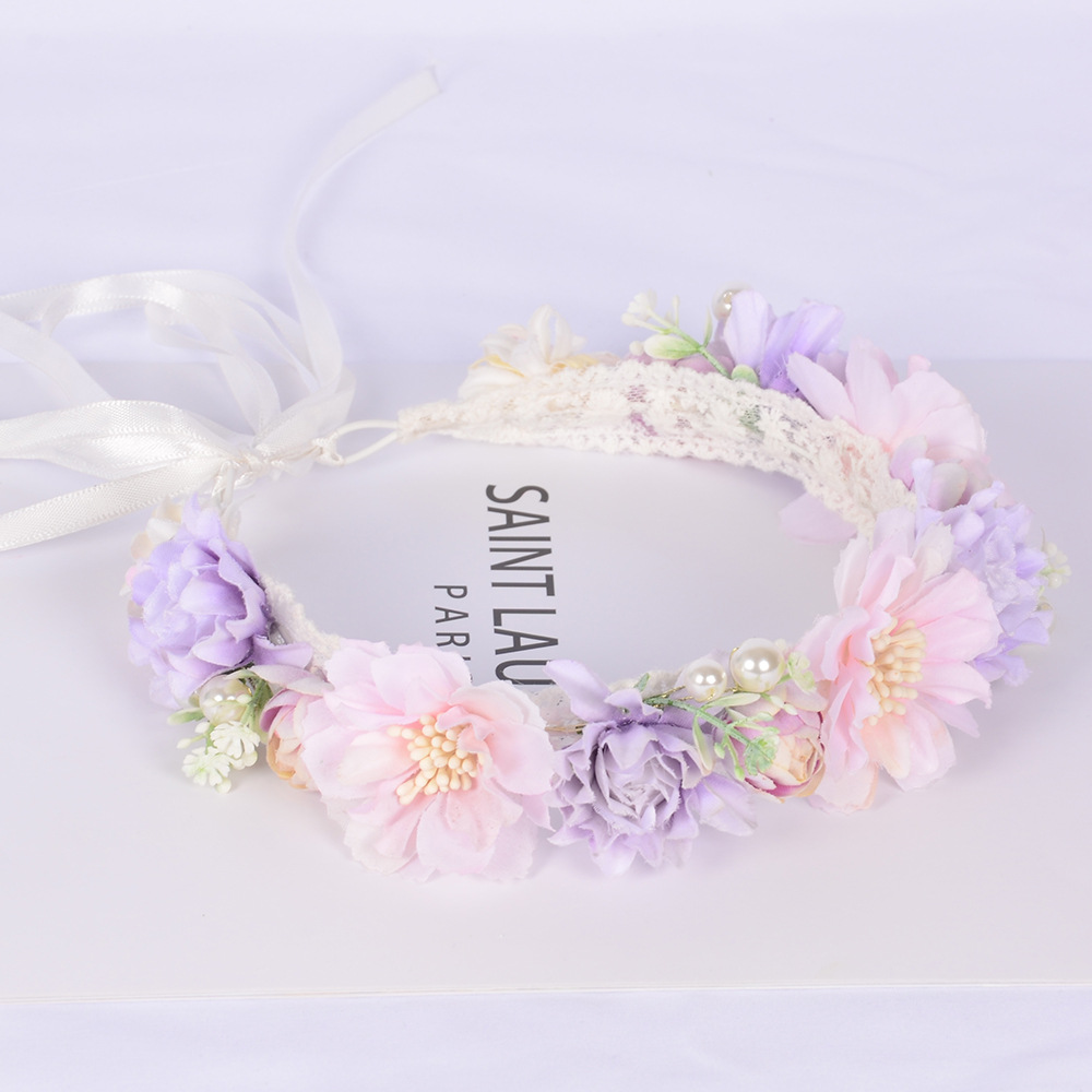 Wholesale Children's Wreath Headwear Handmade Simulation Flowers Headwear display picture 3