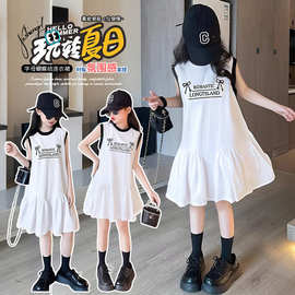女童连衣裙夏季2026新款中大儿童蝴蝶结无袖背心裙女孩超好看裙子