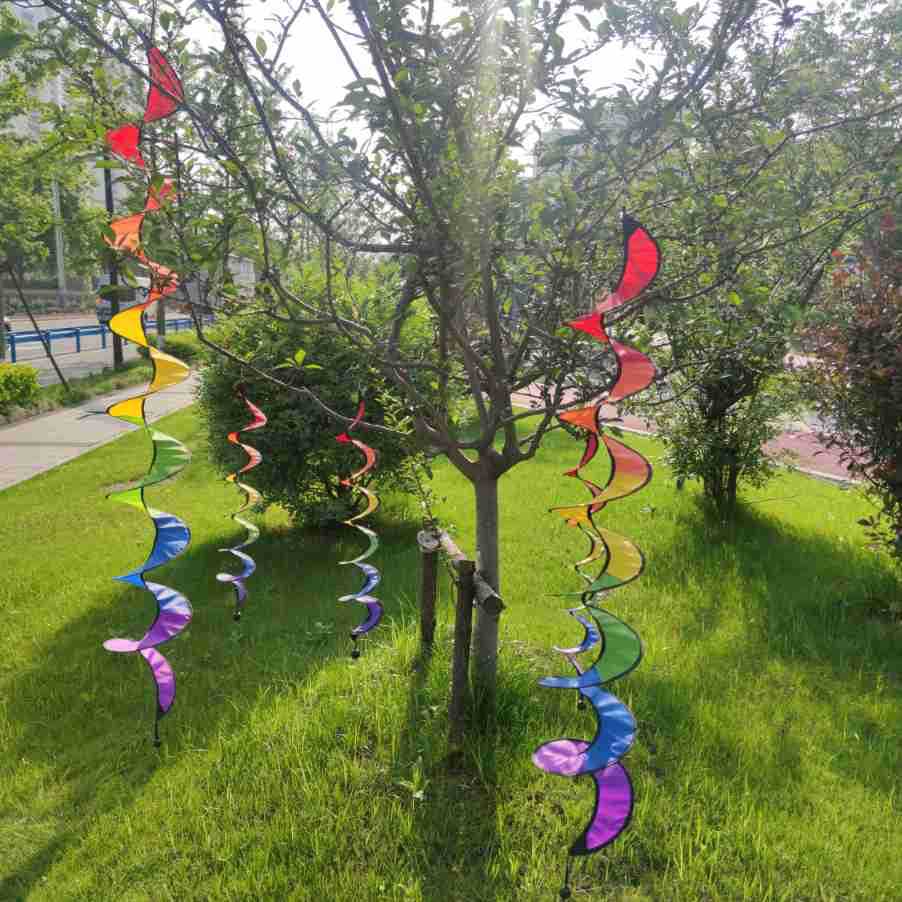 Outdoor hanging decoration windmill colorful wind strip scenic decoration garden cloth rainbow windmill children's toys wholesale