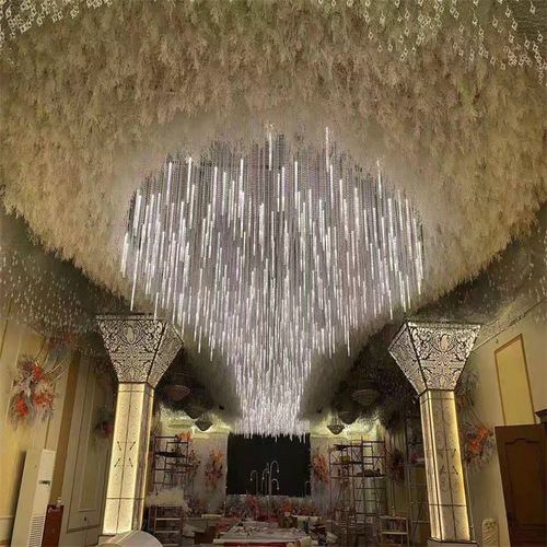 Acrylic Rod Chandeliers for Wedding Props, 10 Pieces, Glowing Frosted Rods, Hotel Stage Wedding Hall Decor Lamps