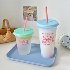 original design!  Cute straw cup plastic water cup large capacity coffee cup portable girly heart cup