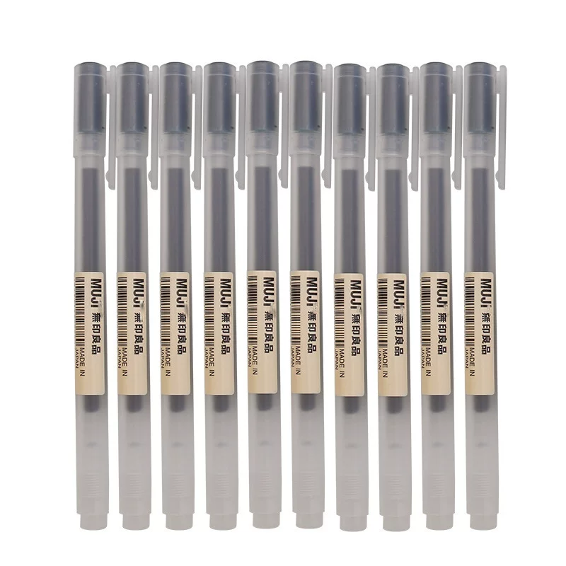 Роллерграфитовый шариковый ручка Muji классика гелевая краска, 10 шт, наконечник 0.38 / 0.5 мм, цвета чернил в ассортименте