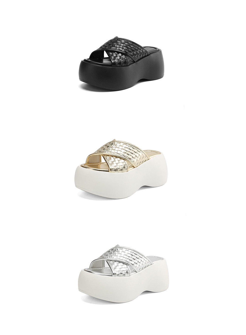 Dép sandal nữ xỏ ngón đế bệt quai đan chéo mùa hè — Màu đen, Màu vàng, Màu bạc chi tiết 23