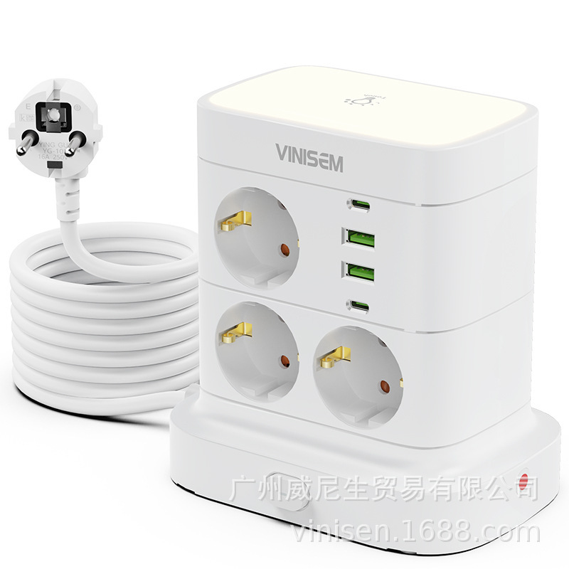 Transfronterizo Euro Standard Type-C Torre de enchufe vertical estándar europeo multifuncional inteligente enchufe de fila de cable