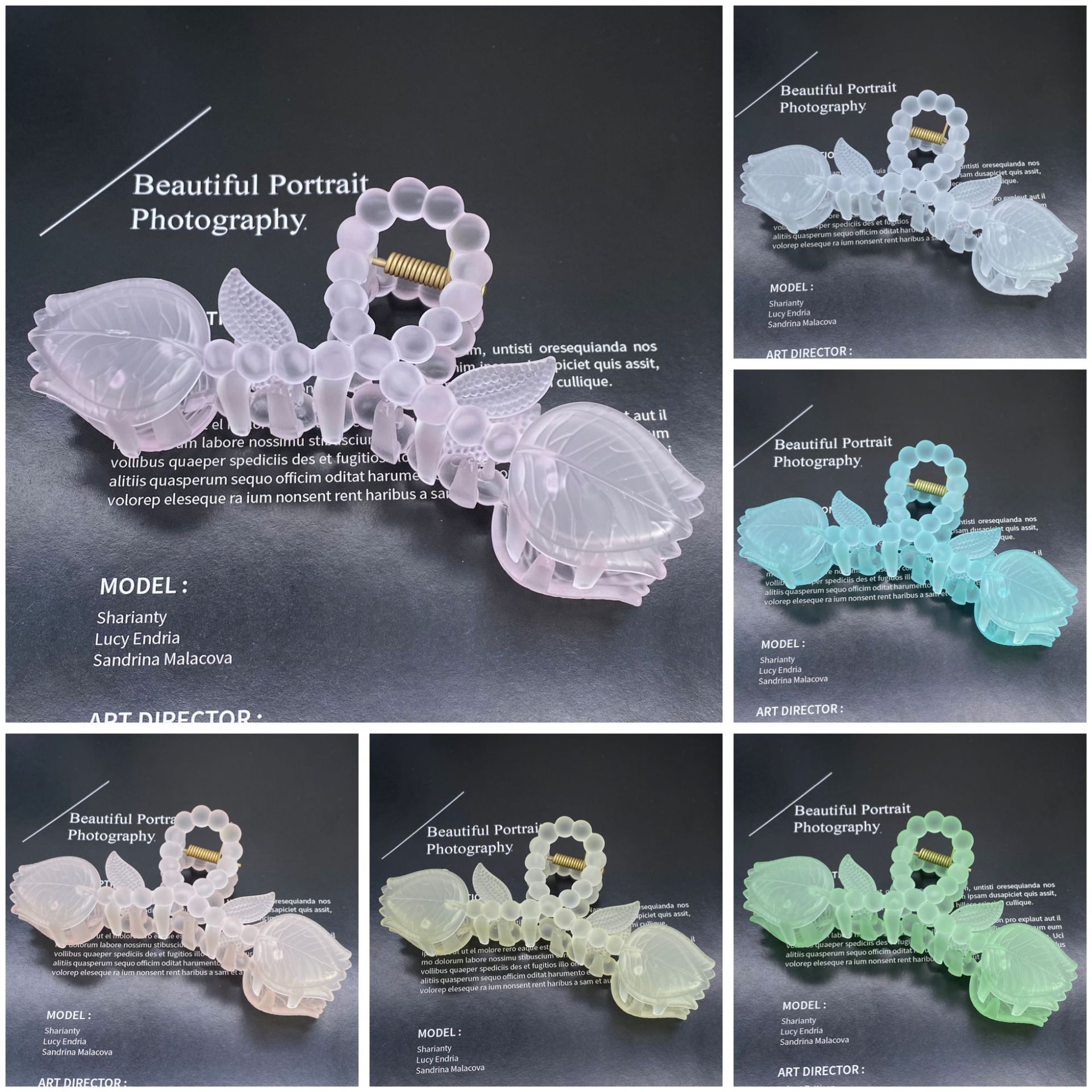 Nueva perla de plástico flor doble esmerilado gran horquilla brillante de dos colores flor grande Clip 2 yuanes tienda física accesorios para el cabello