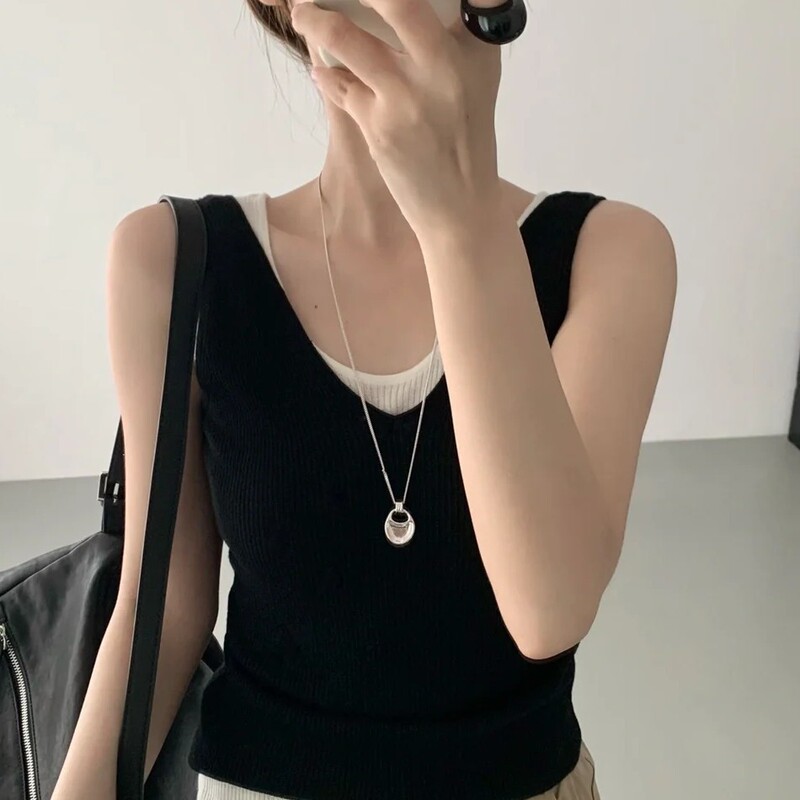 Fever Blogger's Same Style Saddle Bag Long Necklace, Irregular Versatile Sweater Chain for Women, Light Luxury Niche High-End Feel