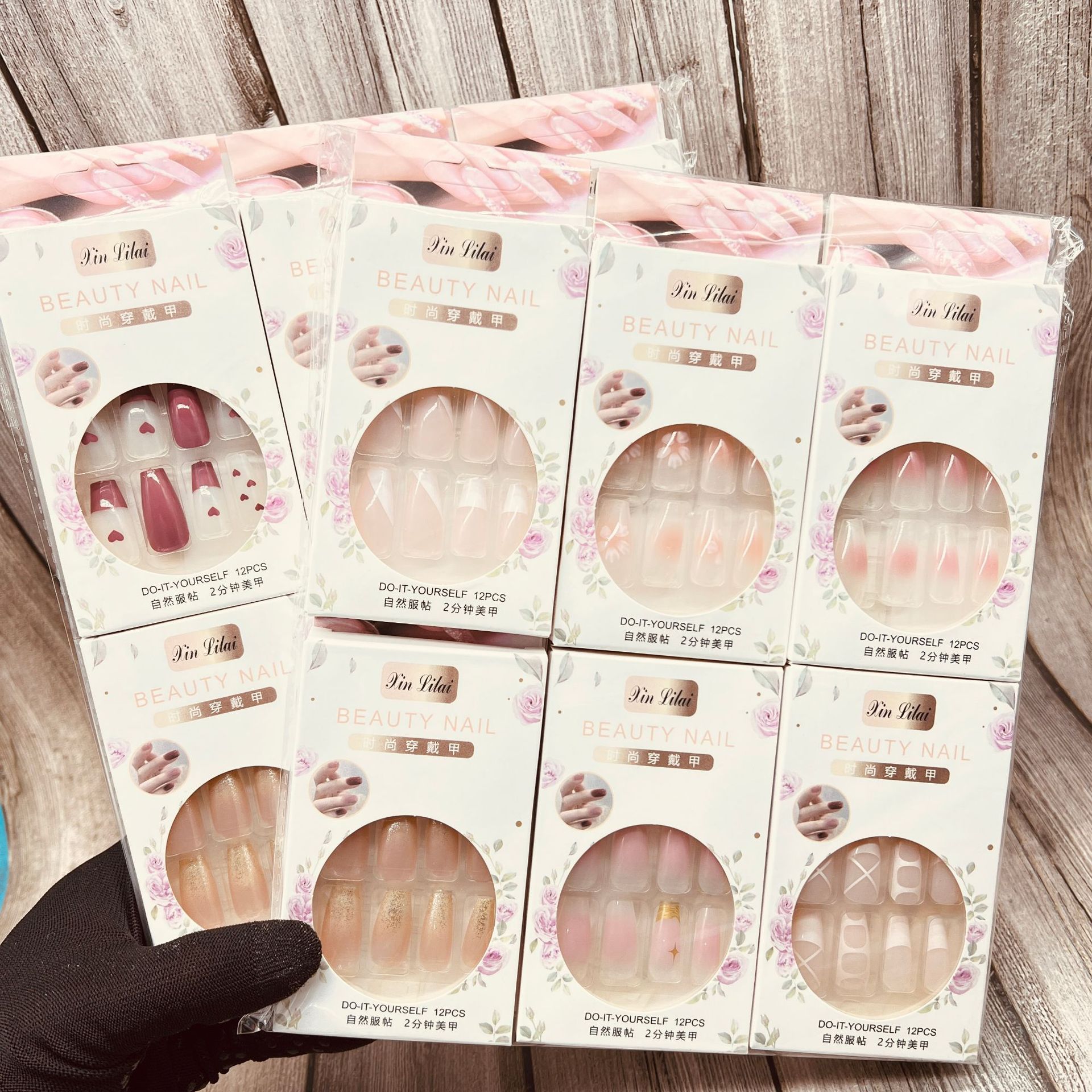 Parche de uñas falso alargado con pegamento calcomanías de uñas desgarrable Estudiante Adulto esmalte de uñas