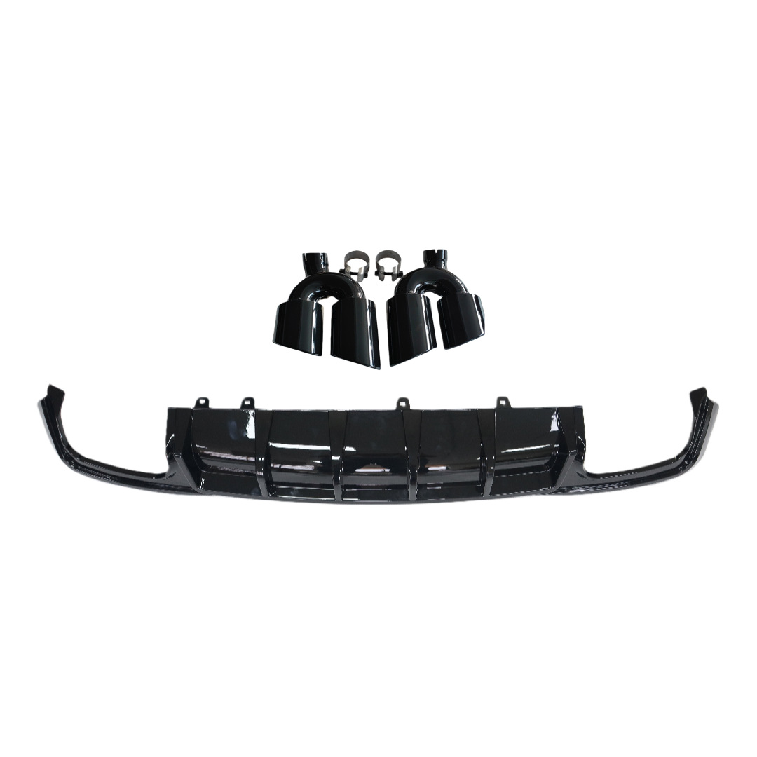 Suitable for 19-25 Audi A7A7L Modified S7 Blade Rear Lip Bright Black Rear Tail Lip Rear Diffuser Four Tail Pipes