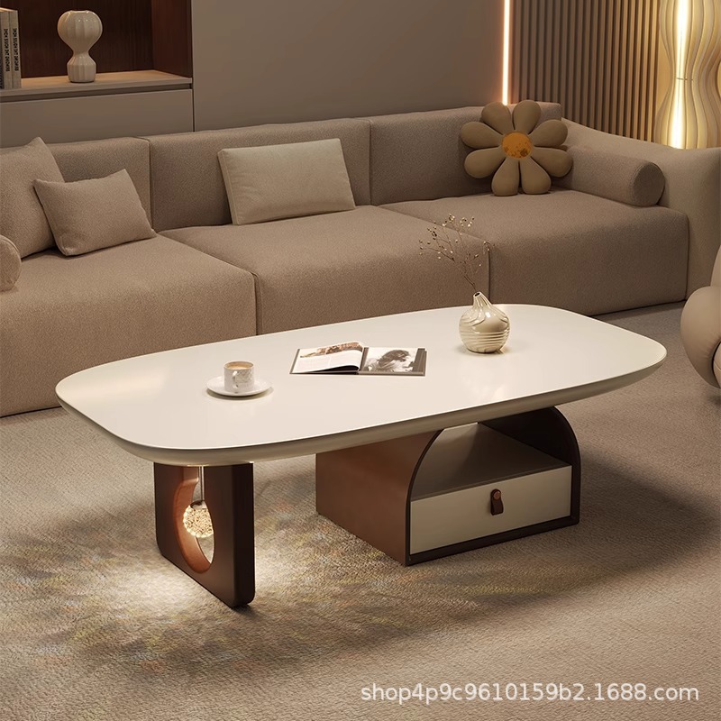 Italiano Medieval Silencioso Viento con lámpara mesa de té sala de estar minimalista pequeño tipo de lujo ligero de alto nivel de sensación de mesa de té creativa doméstica