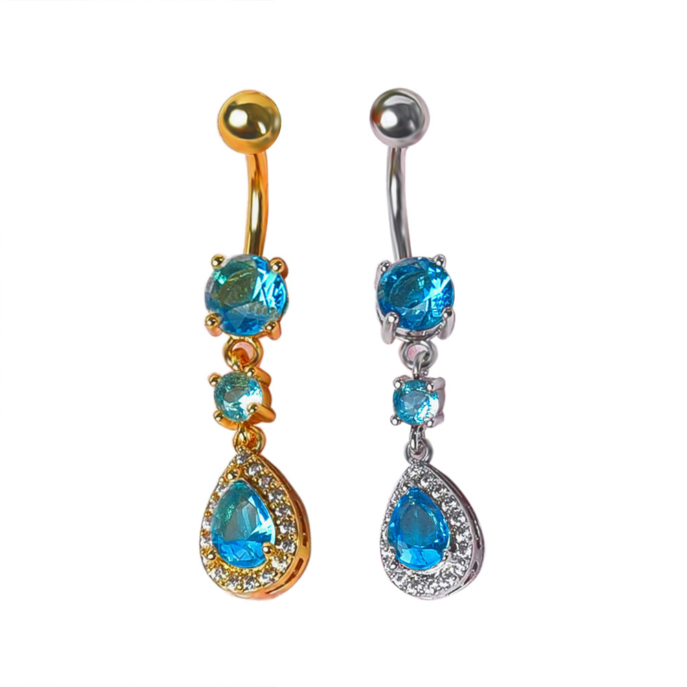 Piercing all'ombelico con goccia d'acqua in zircone europeo e americano, selezione premium disponibile in magazzino_voghion.com