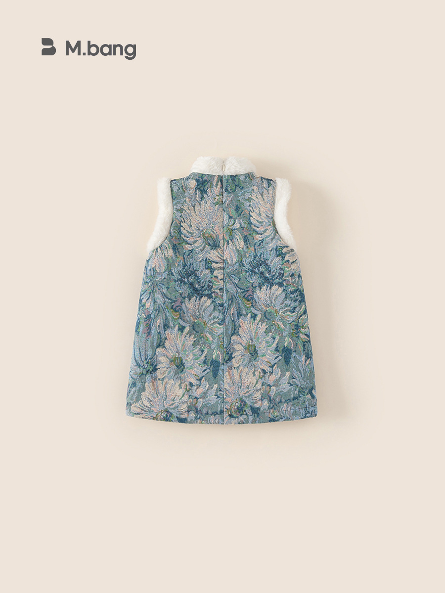 Yubao ropa para niños niñas vestidos de flores chinas otoño invierno nuevo estilo chino vestido de flores retrógradas