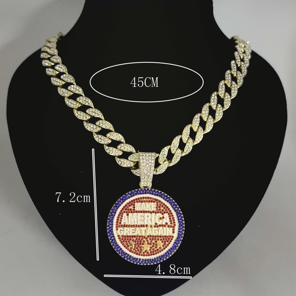 Colgante de diamante completo colgante de cadena hip-hop cubana europea y americana MAKE AMERICA GRE colgante de letras