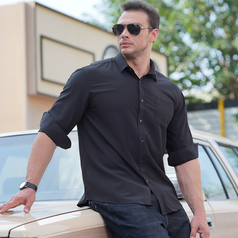 Amazon AliExpress Spring and Autumn plus size Long Sleeve Shirt Men's Loose Solid Color All-match Fat Guy 200.00kg Large Shirt Amazon AliExpress Spring and Autumn plus size Long Sleeve Shirt Men's Loose Solid Color All-match Fat Guy 200.00kg Large Shirt