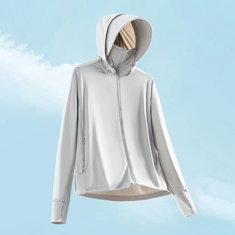 2024 ropa de protección solar de hilo original para mujeres desmontable sombrero de verano anti-UV upf50 + ropa de protección solar transpirable de seda de hielo para hombres image 7