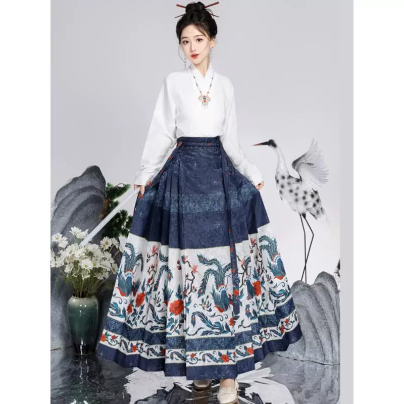 Новый [Fengming Yangchao] оригинальный женский улучшенный облегающий костюм в стиле династии Мин в национальном стиле в стиле шинуазри, юбка с лошадиной лицом, повседневный костюм