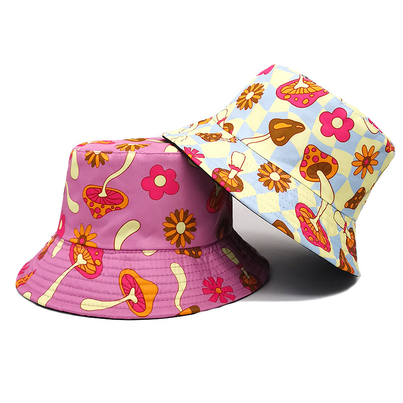 Women's Cute Flower Mushroom Printing Flat Eaves Bucket Hat display picture 5