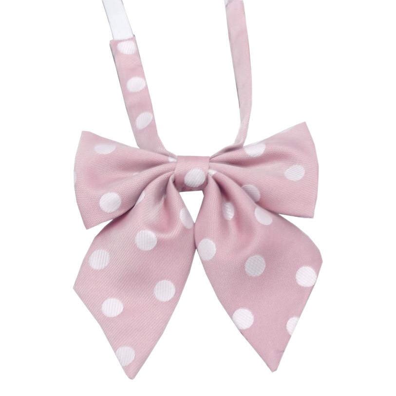 Fabricante en stock niñas punta pluma raíz pajarita estilo coreano casual color sólido arco gran lunares JK uniforme collar flor