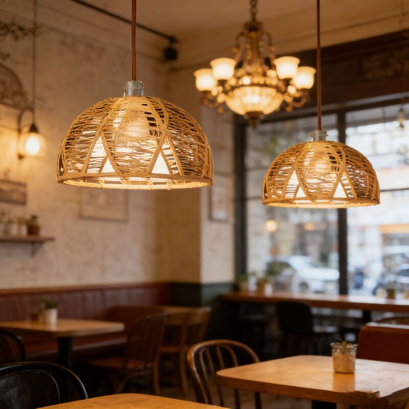 Retro Country-Style Hemispherical Paper Rope Lampshade, Semi-Circular Hand-Woven Lampshade for Guesthouses and Inns, Balcony Ambiance Lampshade Retro Country-Style Hemispherical Paper Rope Lampshade, Semi-Circular Hand-Woven Lampshade for Guesthouses and Inns, Balcony Ambiance Lampshade