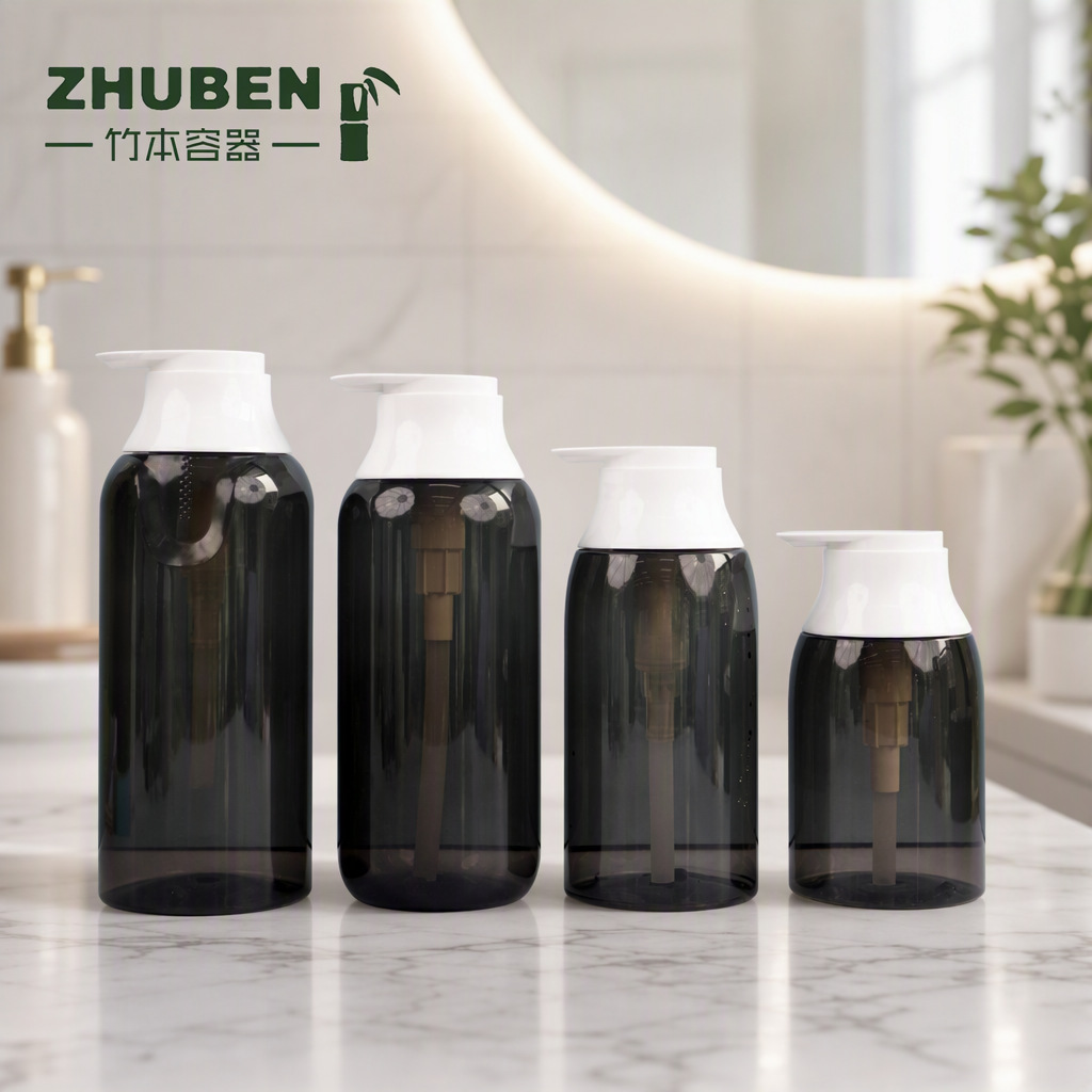 Bamboo-Style Pump Head Shampoo Bottle Pet 300 400 500 600ml High-End Empty Care and Grooming Bottle Cross-Border