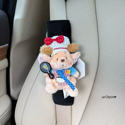 Car Interior Decoration Anti-Neck Strain – Sürətlər qutusu və əl tormozu başlıqları - black-velvet-shoulder-pads-chef-red-authentic-little-bean-flower-single