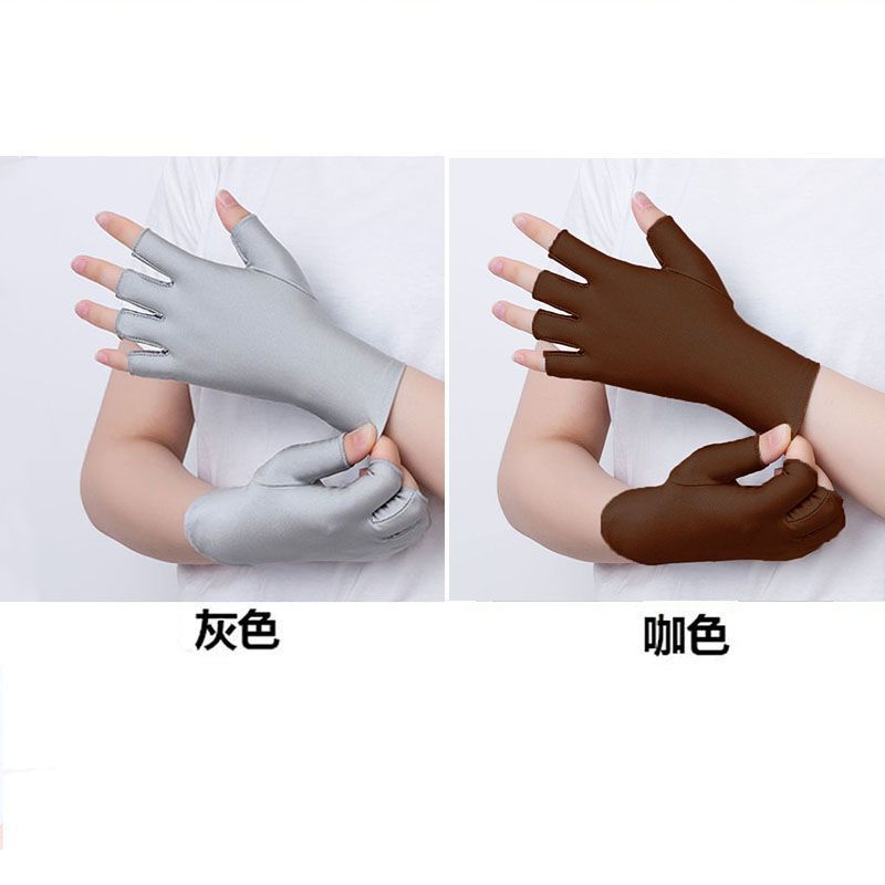 [Pelo de la generación] guantes de medio dedo para mujer verano protección solar delgada primavera y otoño conducción pesca manicura guantes de recolección de té