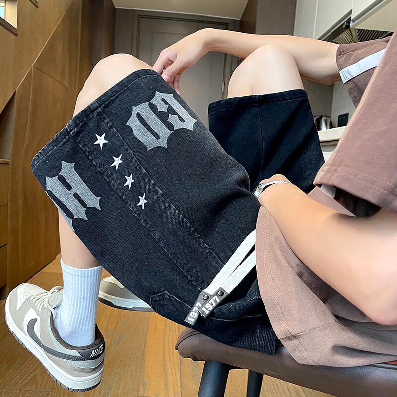 Summer Thin Denim Shorts for Boys, Junior High School Students, Loose Straight Pants, Teenagers and Older Children, Washed Five-Point Pants Summer Thin Denim Shorts for Boys, Junior High School Students, Loose Straight Pants, Teenagers and Older Children, Washed Five-Point Pants