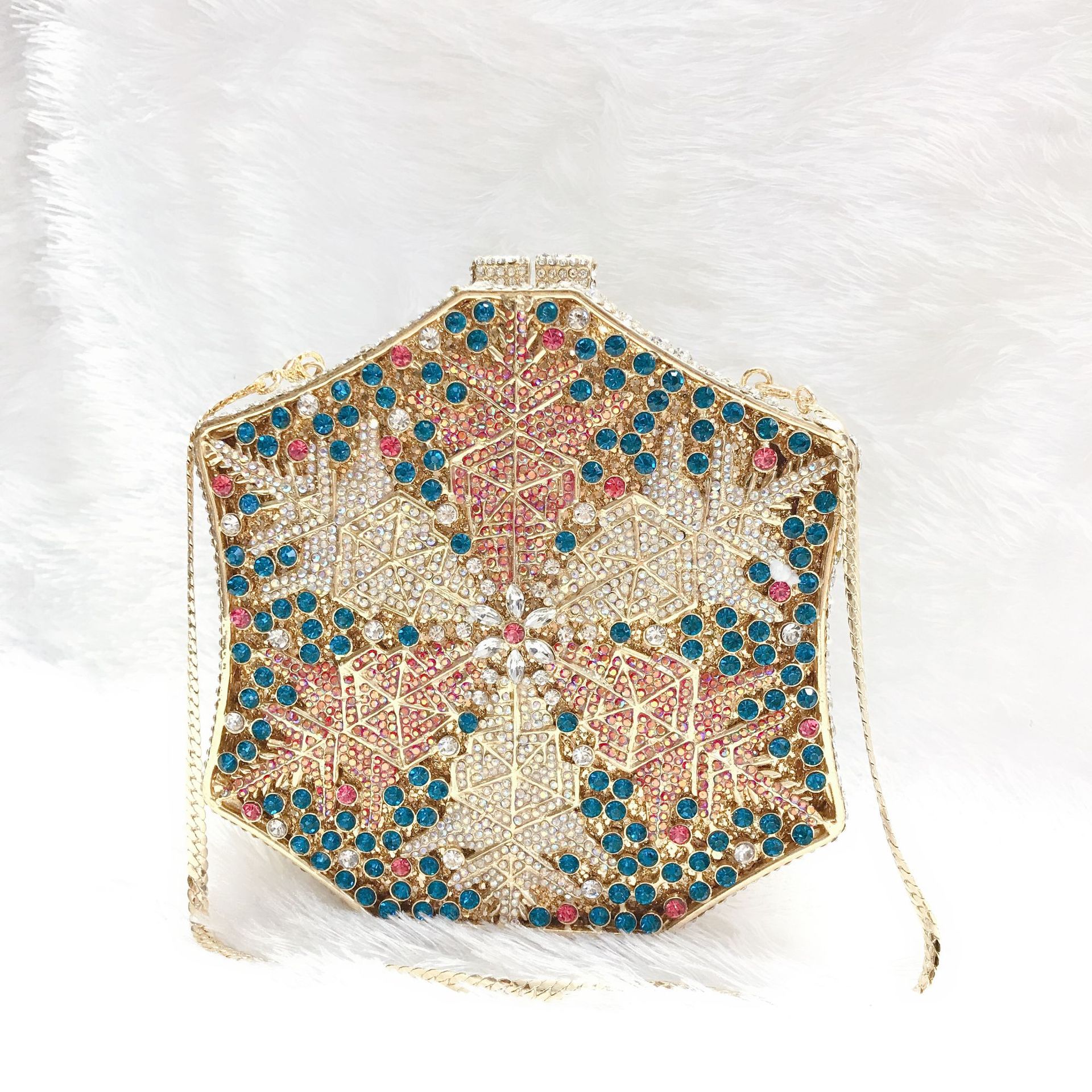 Nuevos copo de nieve bolsas de banquete de diamantes, bolsas de mano de diamante de banquete de Europa y América, bolsas de borsa de mariposa