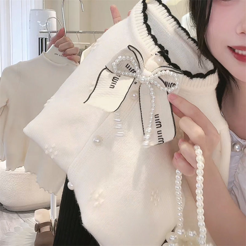女童秋季套装2025秋季韩系女宝宝小香风毛衣外套宽松喇叭裤两件套|undefined