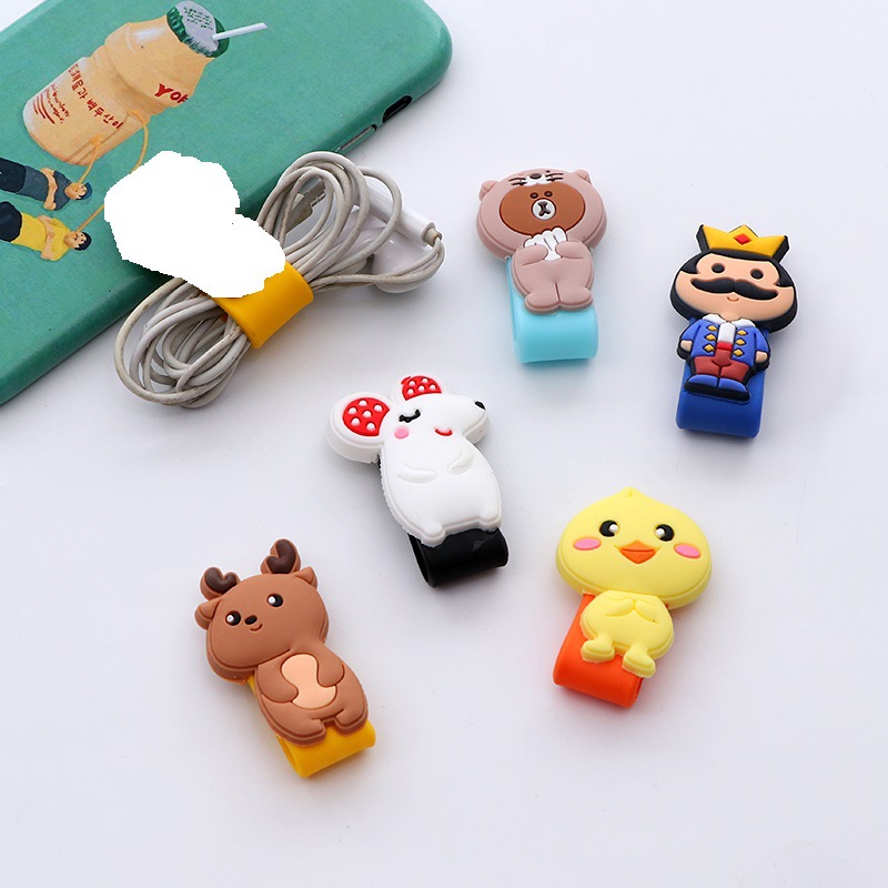 卡通耳机绕线器pvc软胶纽扣钉扣按扣收纳绕线器集线器理线器批定