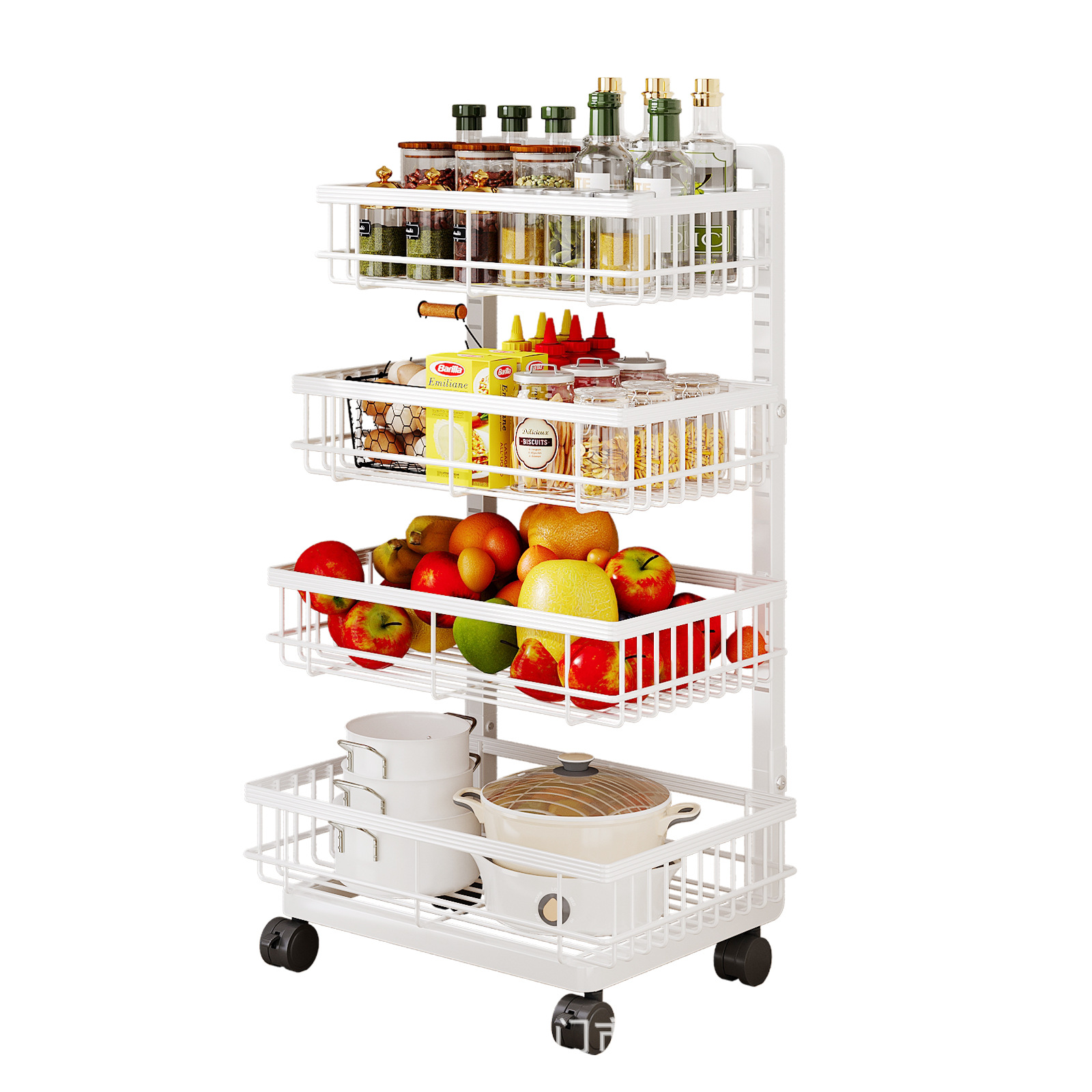 Estante de almacenamiento de verduras cocina carro de piso multicapa estante de almacenamiento de utensilios multifuncional estante de almacenamiento de cestas de verduras