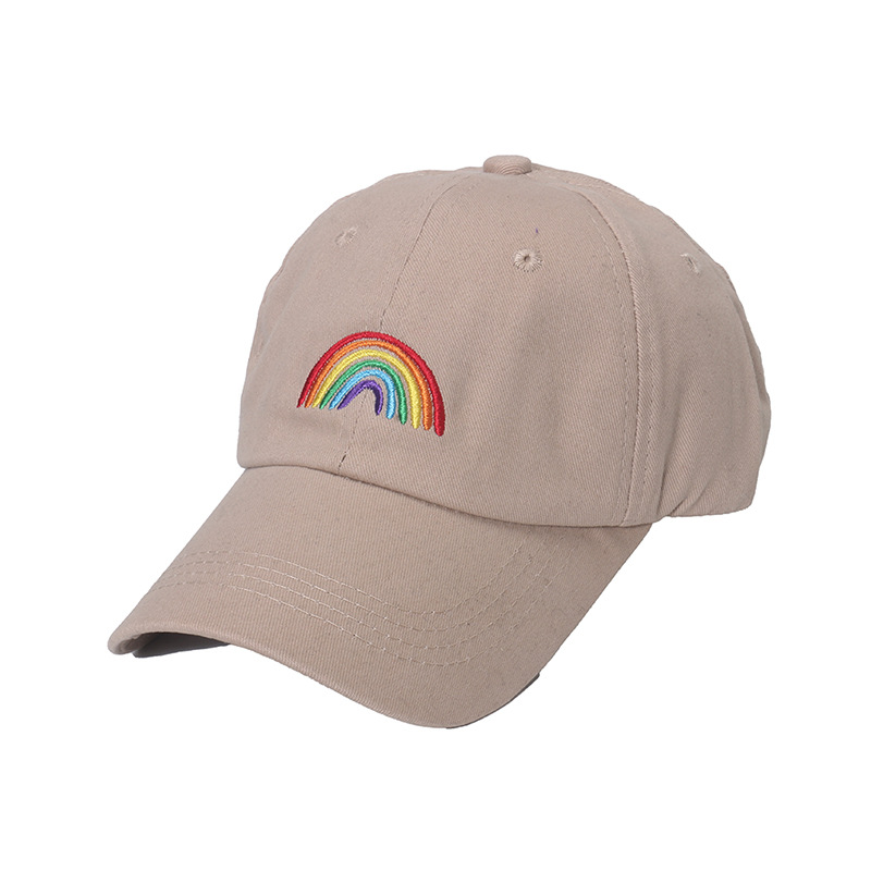 Outdoor Occasion Cotton Material Unisex Fashion Rainbow Embroidery Flat Eaves Baseball Cap