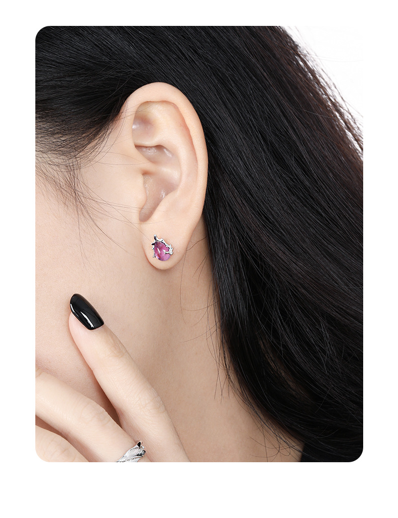 1 Pair Simple Style Classic Style Water Droplets Inlay Sterling Silver Crystal Ear Studs display picture 3