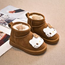 宝宝加绒雪地靴冬季新款儿童低帮短靴保暖洋气女童卡通加厚靴子女