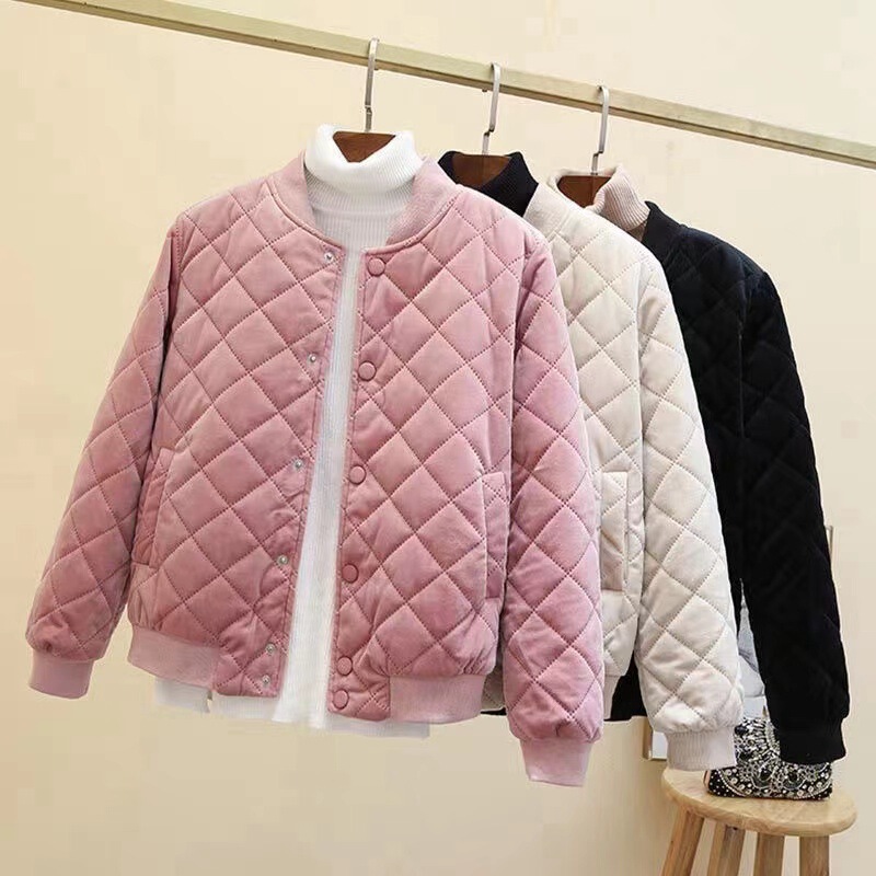 2023 autumn and winter new cotton-padded coat Korean style loose plus size gold velvet thick warm cotton-padded jacket short baseball uniform