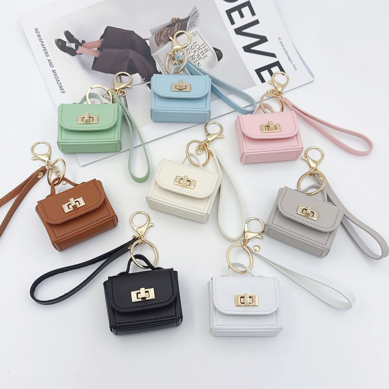 Creative Mini Bag Keychain Leather Hand Strap Coin Purse Pendant Mobile Phone Bag Accessories Hanging Ornament Gift