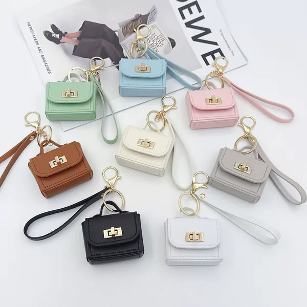 Creative Mini Bag Keychain Leather Hand Strap Coin Purse Pendant Mobile Phone Bag Accessories Hanging Ornament Gift