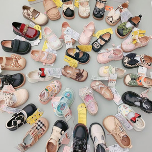 2025 Summer New Korean Style Children's Baby Sandals Cute Polo Dot Bow Girls' Single-layer Shoes Soft-soled Leather Shoes