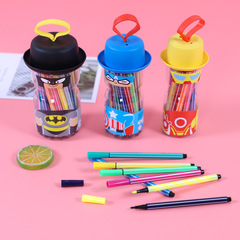 Cartoon washable bottled Superman watercolor pen set 12 colors 24 colors student painting coloring brushes wholesale