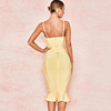 Suspender skirt bandage V-neck dress party temperament evening dress sexy hip bag